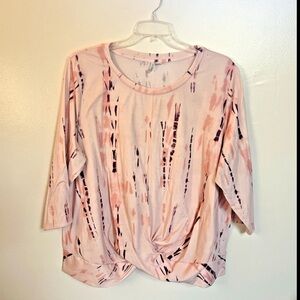 Live Well Active Size 22-24W Pink Peach Purple 3/4 Sleeve Womens Athleisure Top